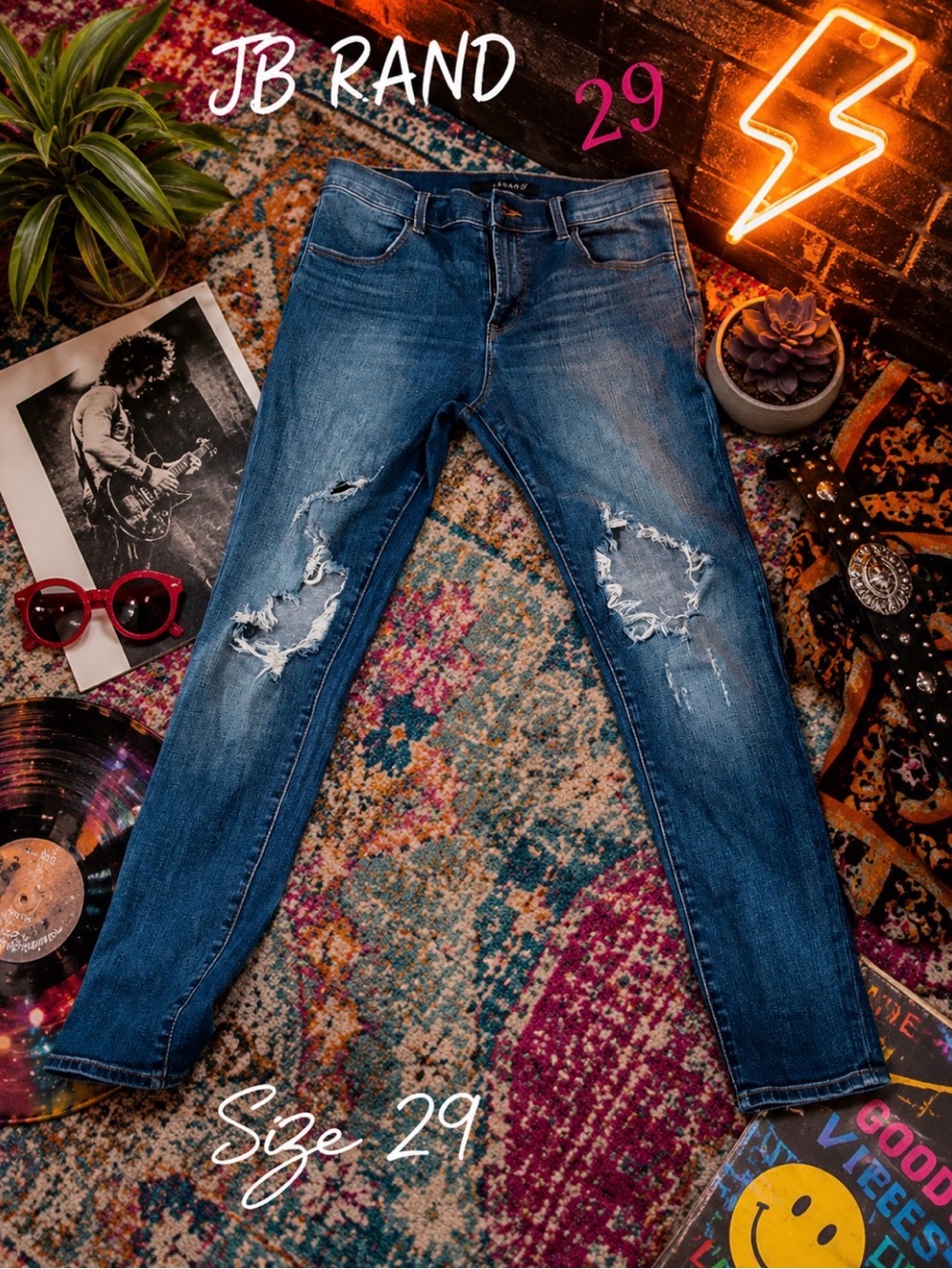 J Brand Distressed Skinny Jeans Size 29 | Medium/ Ripped Denim | Edgy Y2K Boho